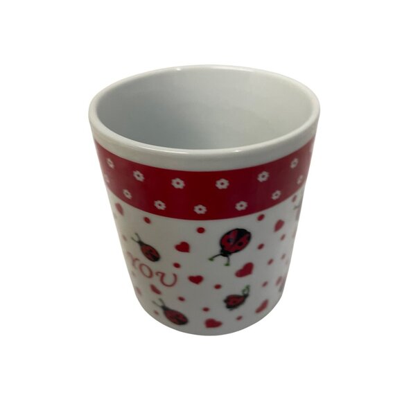 Ladybug  Heart "I Love You" Ceramic Coffee Mug 11 Oz Red & White - Picture 1 of 9